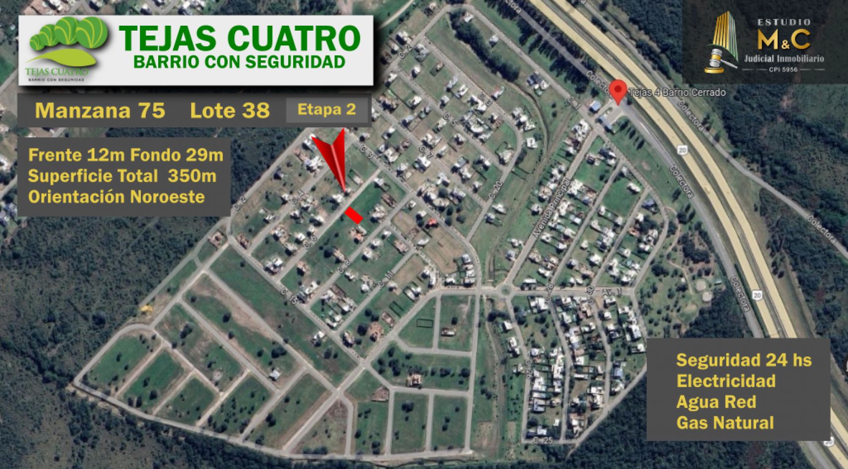 Venta Lote 350m en Tejas Cuatro - Con Posesion - Listo para Construir