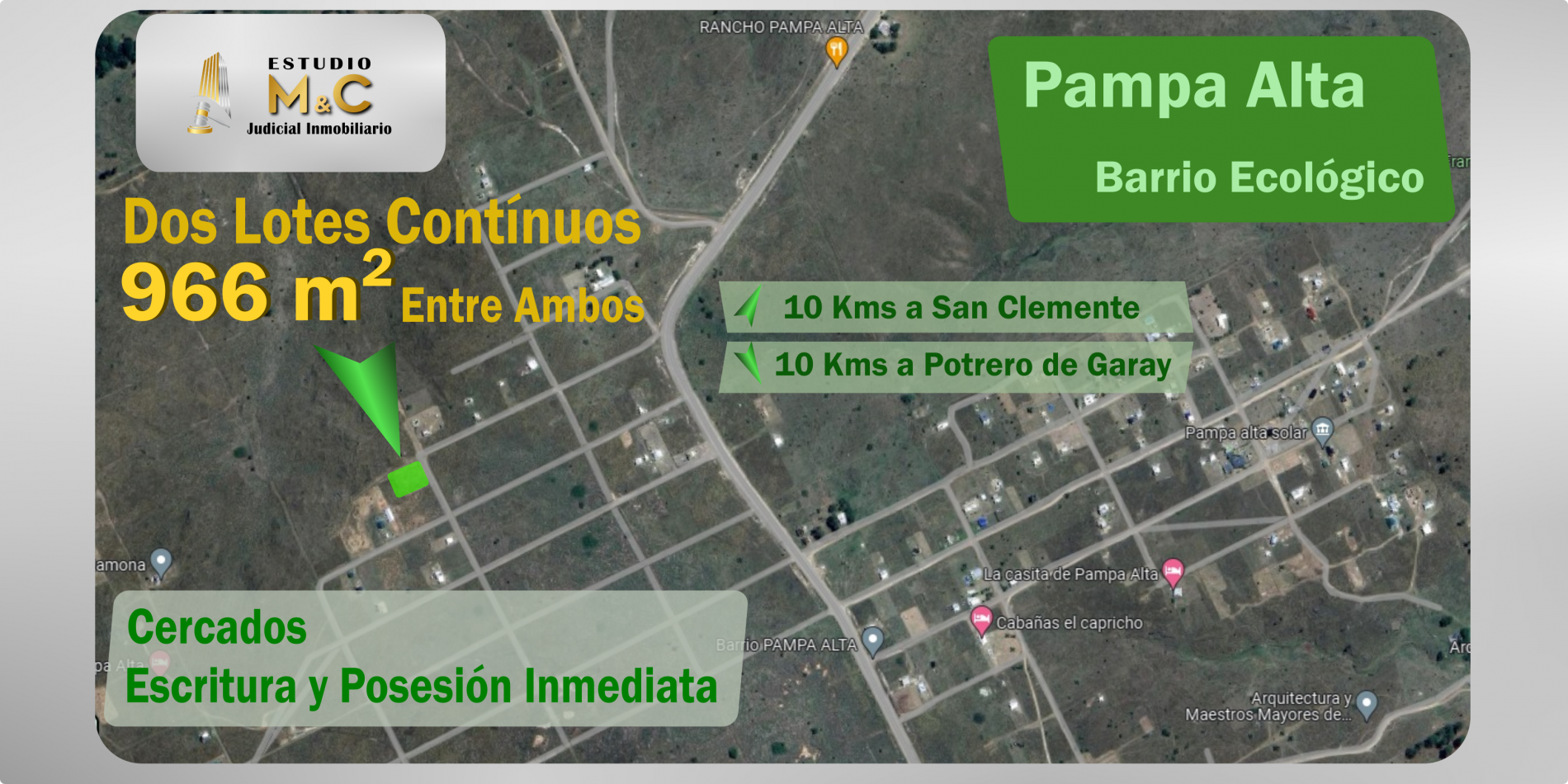 Terreno de 966m en Pampa Alta | Potrero de Garay