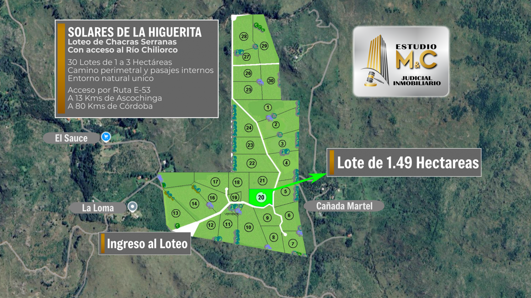 Fraccion 1.49 Has en Loteo de Chacras Serranas