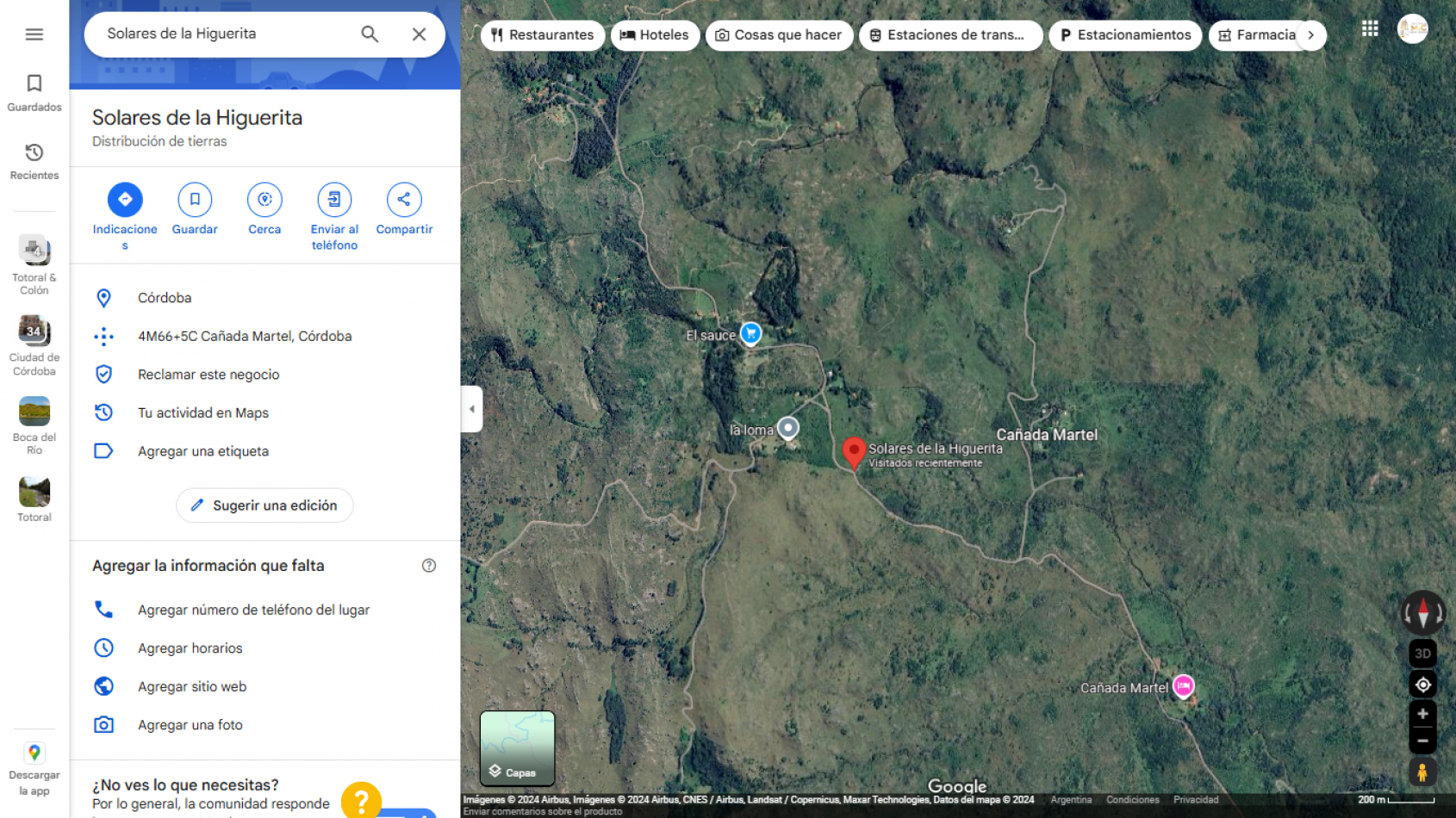 Fraccion 1.49 Has en Loteo de Chacras Serranas