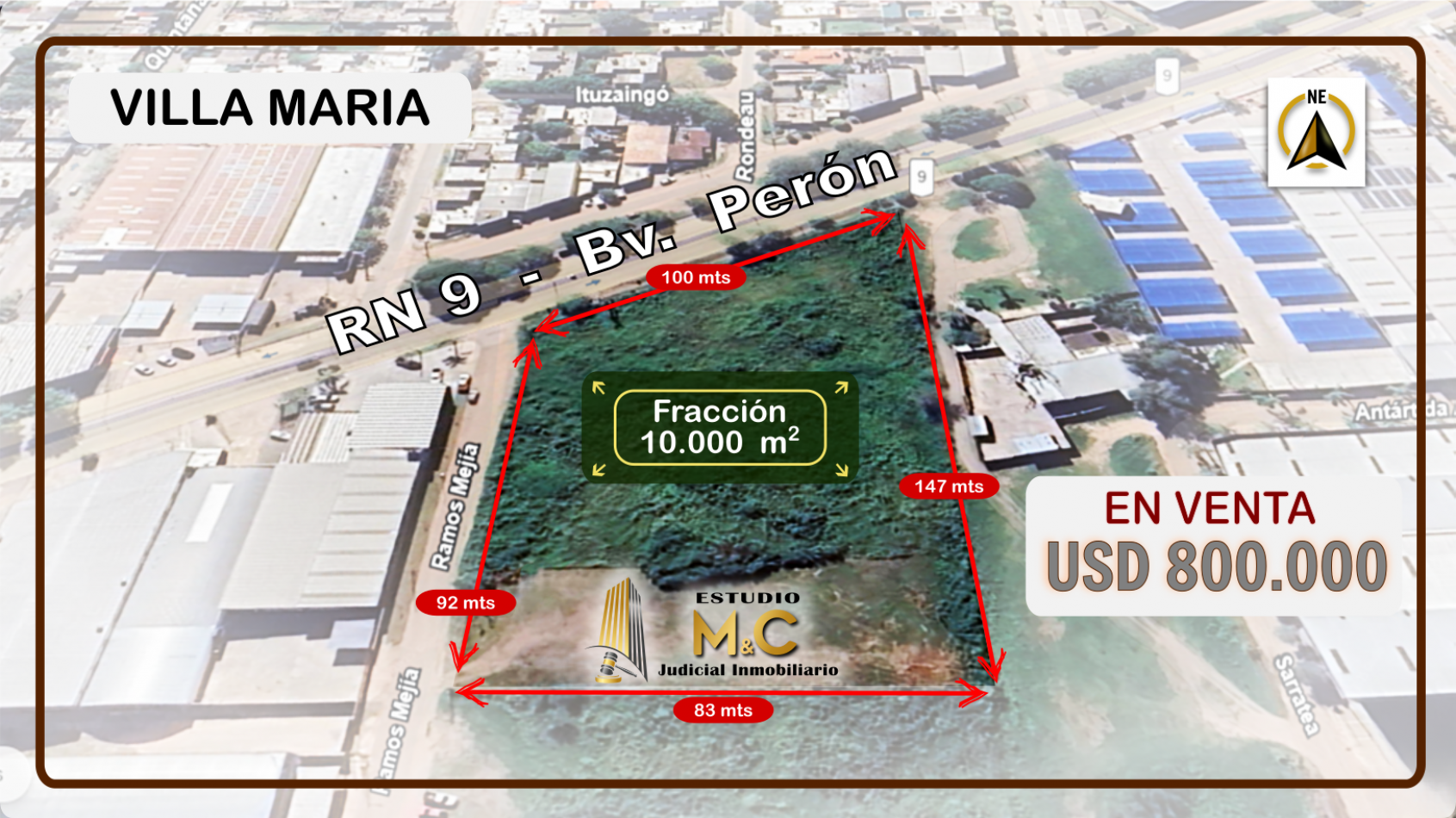 10.000 M2 sobre Ruta 9 - Villa Maria
